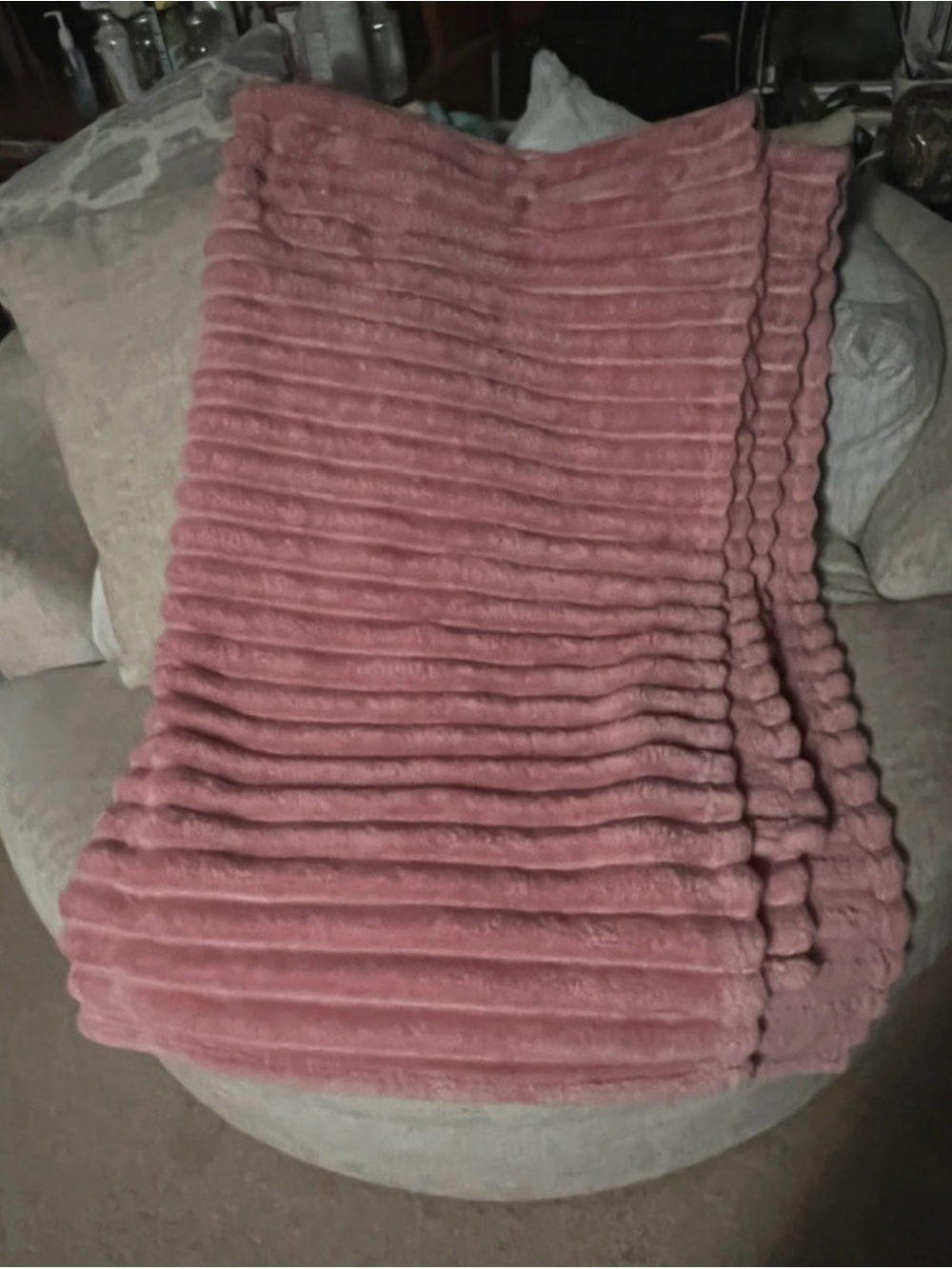 "The Fleece Blanket" Dusty Pink Ribbed Throw (Super Cozy!)